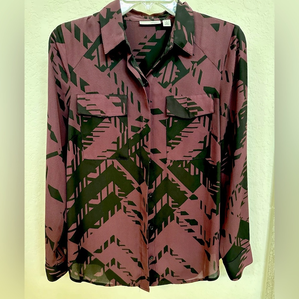 Halogen, maroon and black blouse
